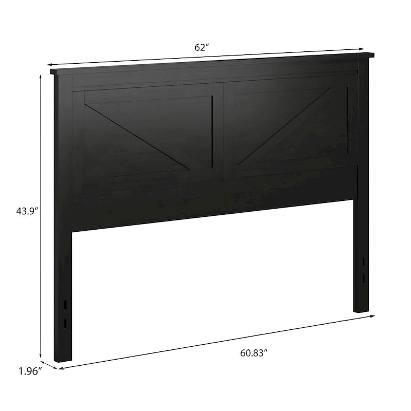 Tête de lit en panneaux de bois massif de style campagnard – Style porte de grange, Lit simple/double/grand lit