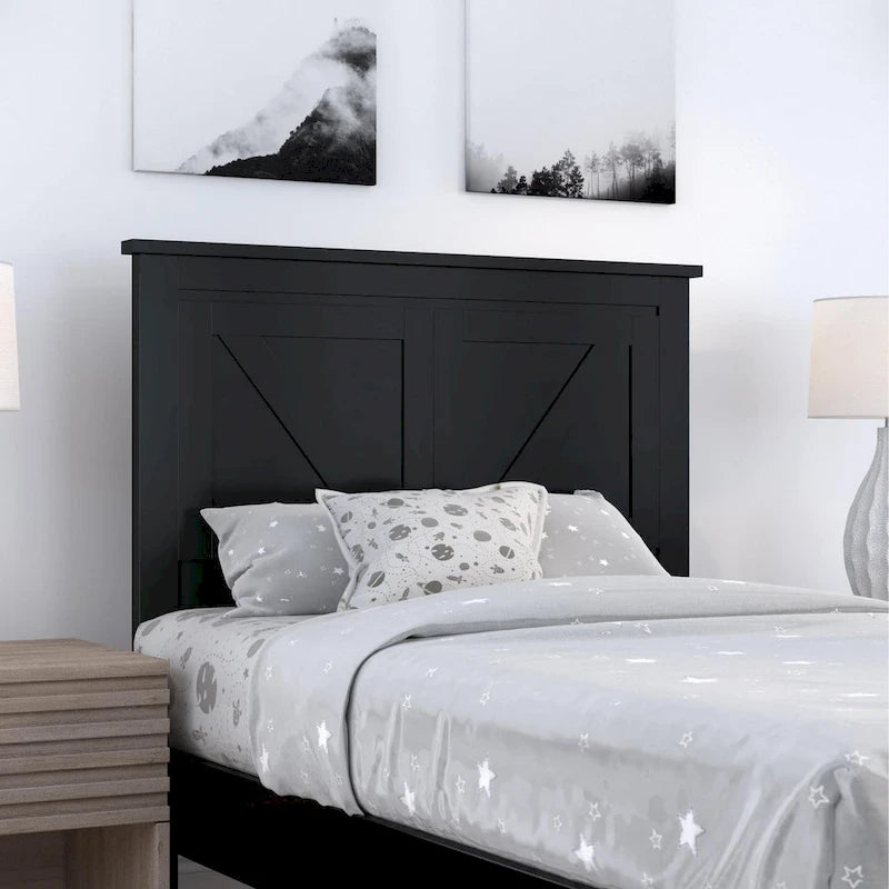 Tête de lit en panneaux de bois massif de style campagnard – Style porte de grange, Lit simple/double/grand lit