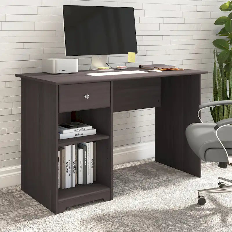 Bureau d'ordinateur de 48 W avec rangement pour bureau à domicile – Style transitionnel, tiroir-boîte