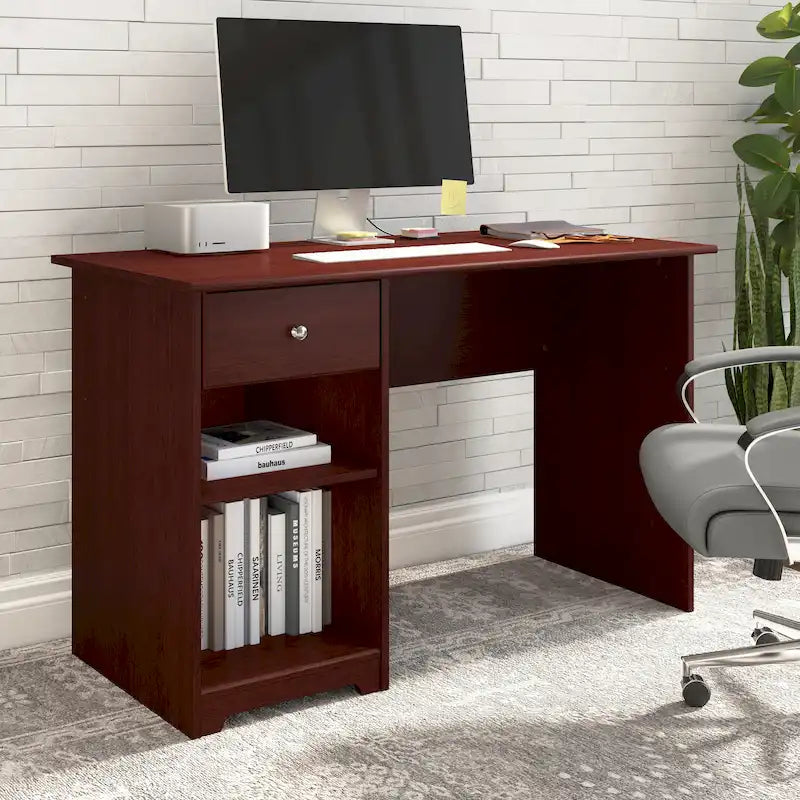 Bureau d'ordinateur de 48 W avec rangement pour bureau à domicile – Style transitionnel, tiroir-boîte