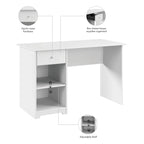 Bureau d'ordinateur de 48 W avec rangement pour bureau à domicile – Style transitionnel, tiroir-boîte