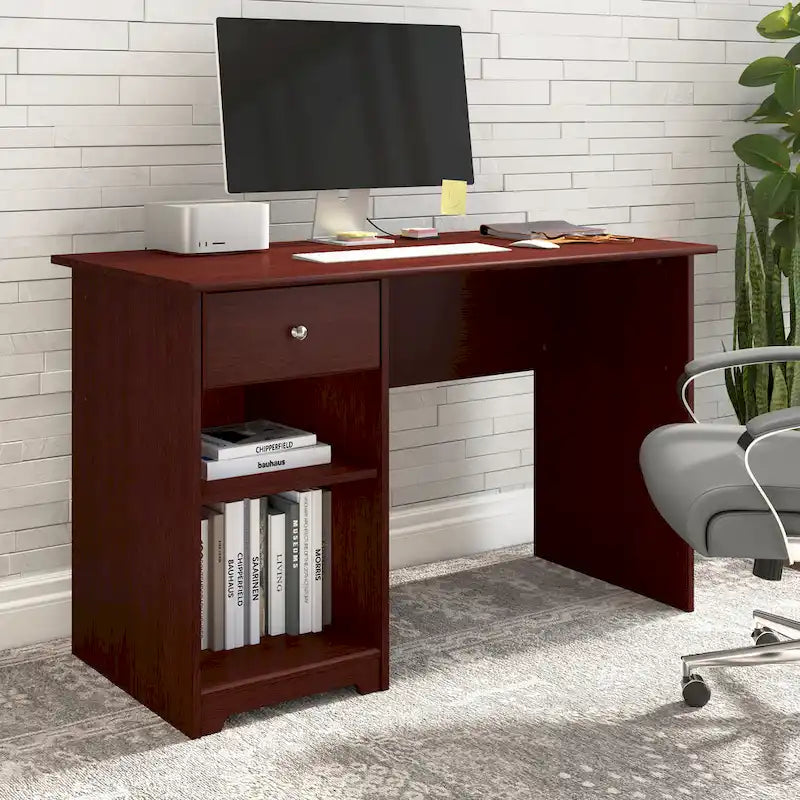 Bureau d'ordinateur de 48 W avec rangement pour bureau à domicile – Style transitionnel, tiroir-boîte