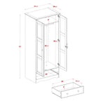 Armoire garde-robe modulable 100 % en bois massif avec poignées en métal ou en bois