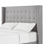 Tête de lit capitonnée en lin avec oreilles – Capitonnage, Clous décoratifs, Plusieurs tailles disponibles
