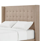 Tête de lit capitonnée en lin avec oreilles – Capitonnage, Clous décoratifs, Plusieurs tailles disponibles