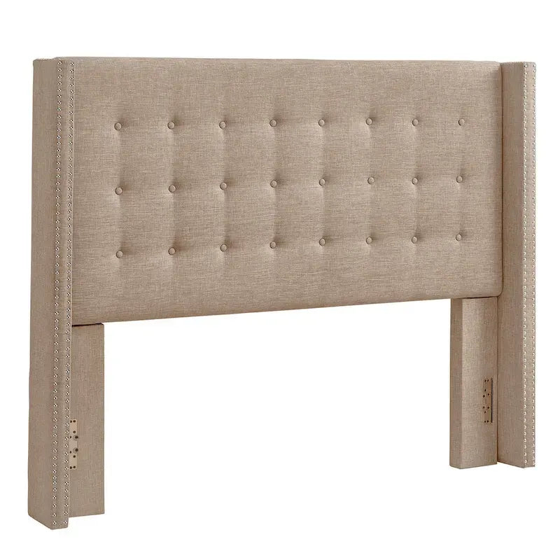Tête de lit capitonnée en lin avec oreilles – Capitonnage, Clous décoratifs, Plusieurs tailles disponibles