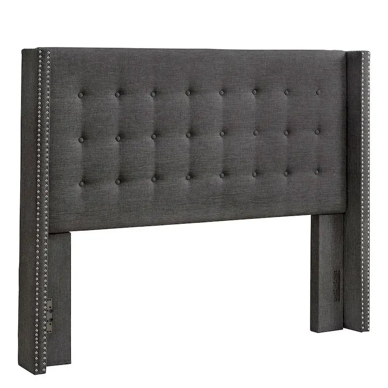 Tête de lit capitonnée en lin avec oreilles – Capitonnage, Clous décoratifs, Plusieurs tailles disponibles