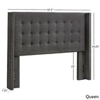 Tête de lit capitonnée en lin avec oreilles – Capitonnage, Clous décoratifs, Plusieurs tailles disponibles