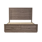 Lit de rangement King avec finition Greystone – Lit plateforme avec tiroirs intégrés
