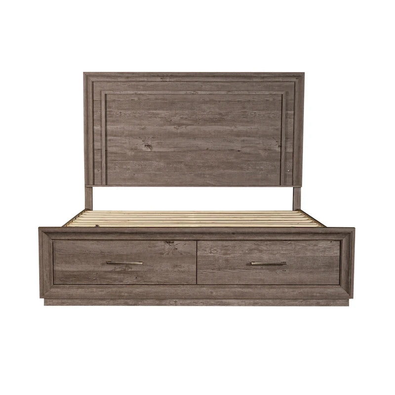 Lit de rangement King avec finition Greystone – Lit plateforme avec tiroirs intégrés