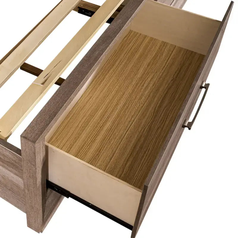 Lit de rangement King avec finition Greystone – Lit plateforme avec tiroirs intégrés