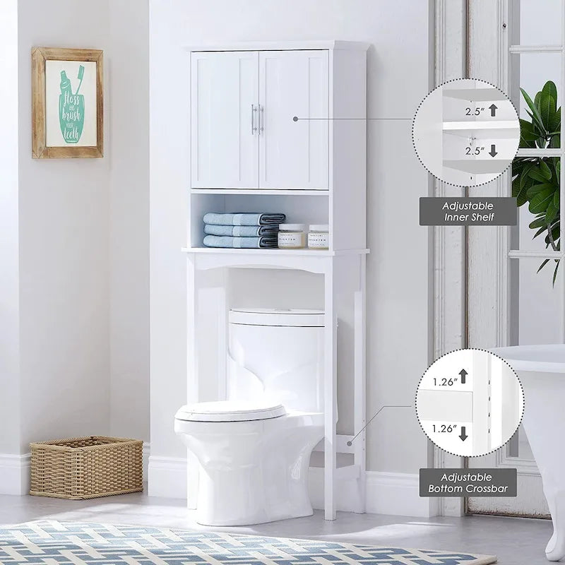 Meuble de rangement WC – Étagère de salle de bain et économiseur d'espace, Blanc