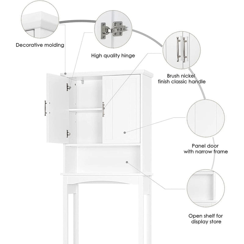 Meuble de rangement WC – Étagère de salle de bain et économiseur d'espace, Blanc