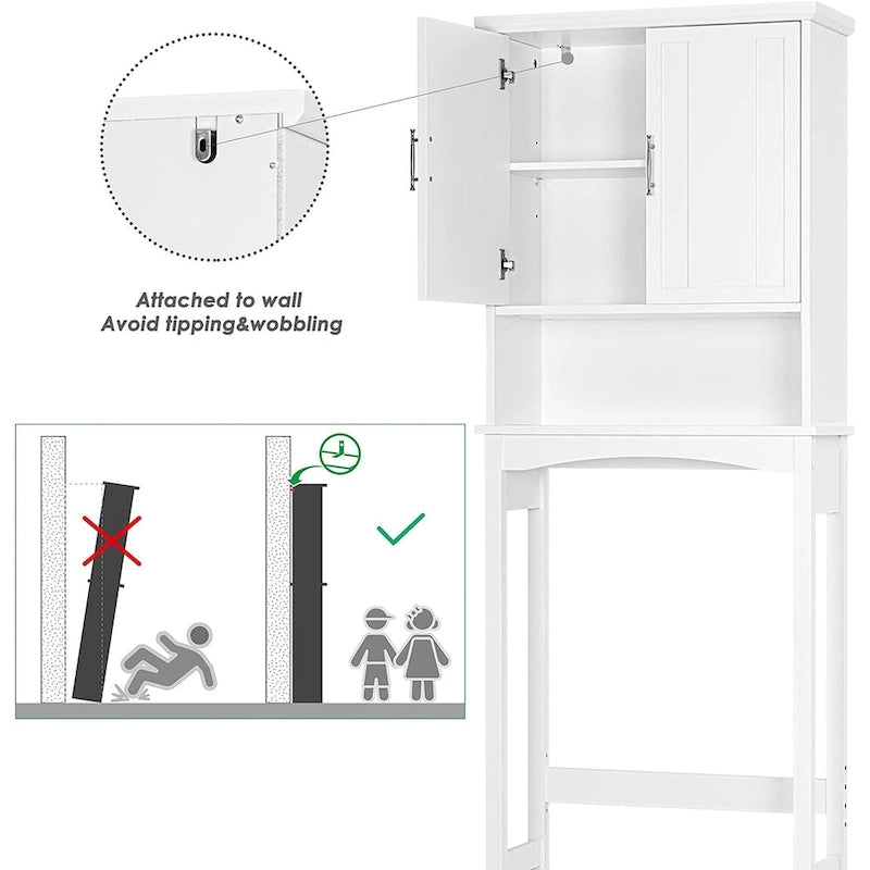 Meuble de rangement WC – Étagère de salle de bain et économiseur d'espace, Blanc