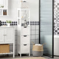 Meuble de salle de bain étroit avec 3 tiroirs et étagère à 2 niveaux – Colonne de rangement mince sur pied