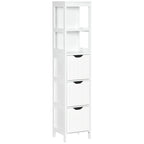 Meuble de salle de bain étroit avec 3 tiroirs et étagère à 2 niveaux – Colonne de rangement mince sur pied