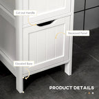 Meuble de salle de bain étroit avec 3 tiroirs et étagère à 2 niveaux – Colonne de rangement mince sur pied