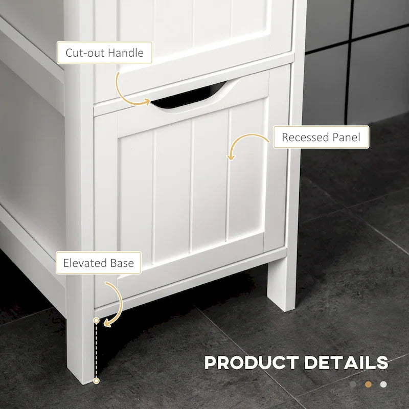 Meuble de salle de bain étroit avec 3 tiroirs et étagère à 2 niveaux – Colonne de rangement mince sur pied