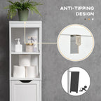 Meuble de salle de bain étroit avec 3 tiroirs et étagère à 2 niveaux – Colonne de rangement mince sur pied