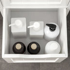 Meuble de salle de bain étroit avec 3 tiroirs et étagère à 2 niveaux – Colonne de rangement mince sur pied