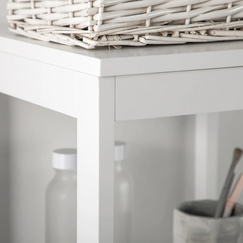 Meuble de salle de bain étroit avec 3 tiroirs et étagère à 2 niveaux – Colonne de rangement mince sur pied
