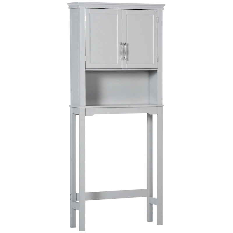 Meuble de rangement pour toilettes avec deux portes shaker – Gris, 28Lx8Px65H