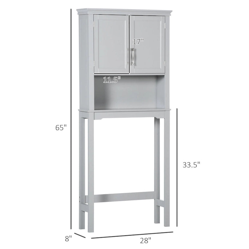 Meuble de rangement pour toilettes avec deux portes shaker – Gris, 28Lx8Px65H