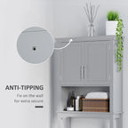 Meuble de rangement pour toilettes avec deux portes shaker – Gris, 28Lx8Px65H