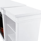 Meuble TV avec cheminée électrique de 81 po – Blanc, 6 couleurs de flammes, chauffe 93 m²
