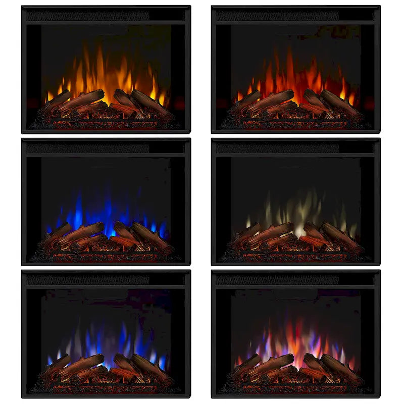 Meuble TV avec cheminée électrique de 81 po – Blanc, 6 couleurs de flammes, chauffe 93 m²