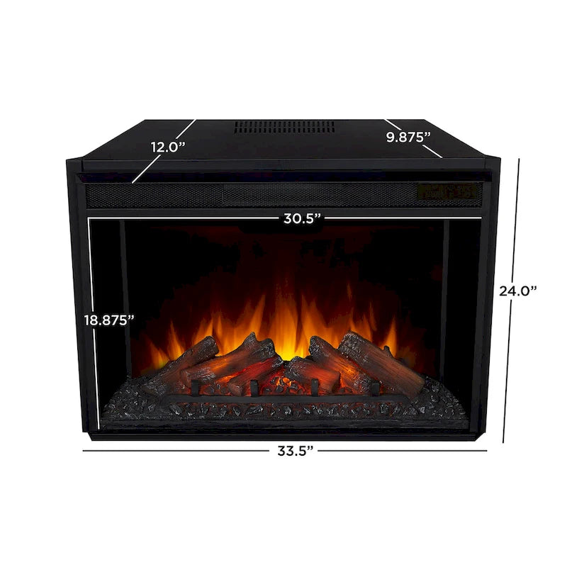 Meuble TV avec cheminée électrique de 81 po – Blanc, 6 couleurs de flammes, chauffe 93 m²