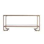 Table Basse Glam en Métal Doré avec Plateau en Verre et Étagère Miroir – Salon Moderne