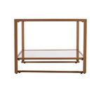 Table Basse Glam en Métal Doré avec Plateau en Verre et Étagère Miroir – Salon Moderne