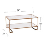 Table Basse Glam en Métal Doré avec Plateau en Verre et Étagère Miroir – Salon Moderne