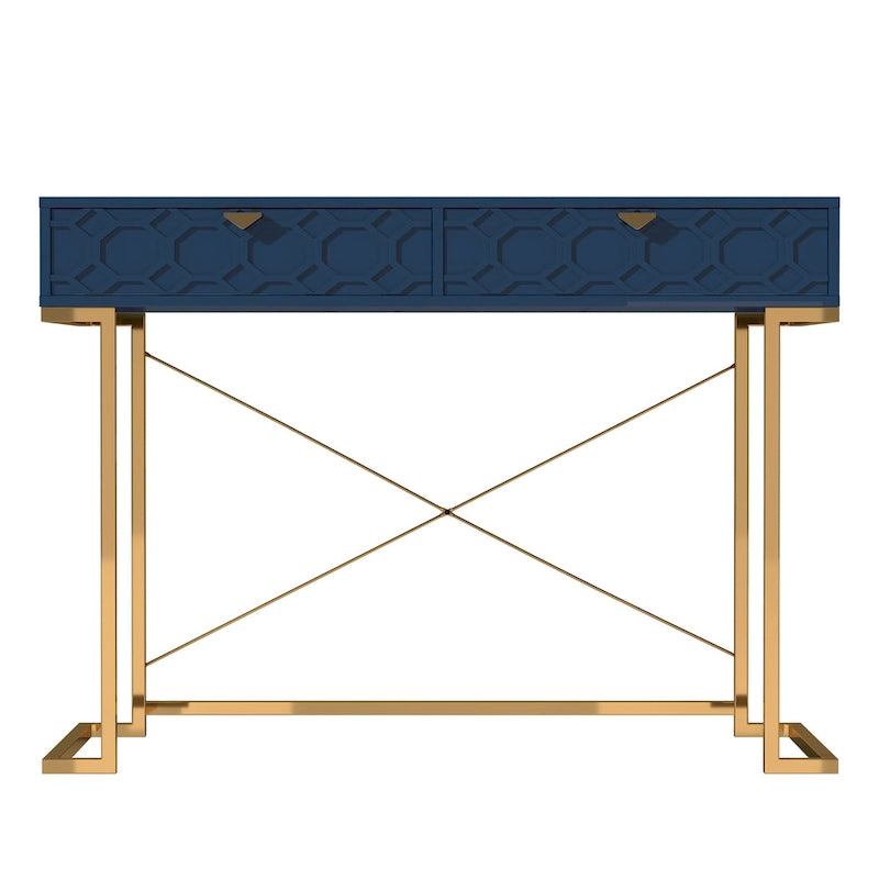 Bureau d'écriture brillant pour bureau à domicile avec tiroirs de rangement – Table d'étude moderne