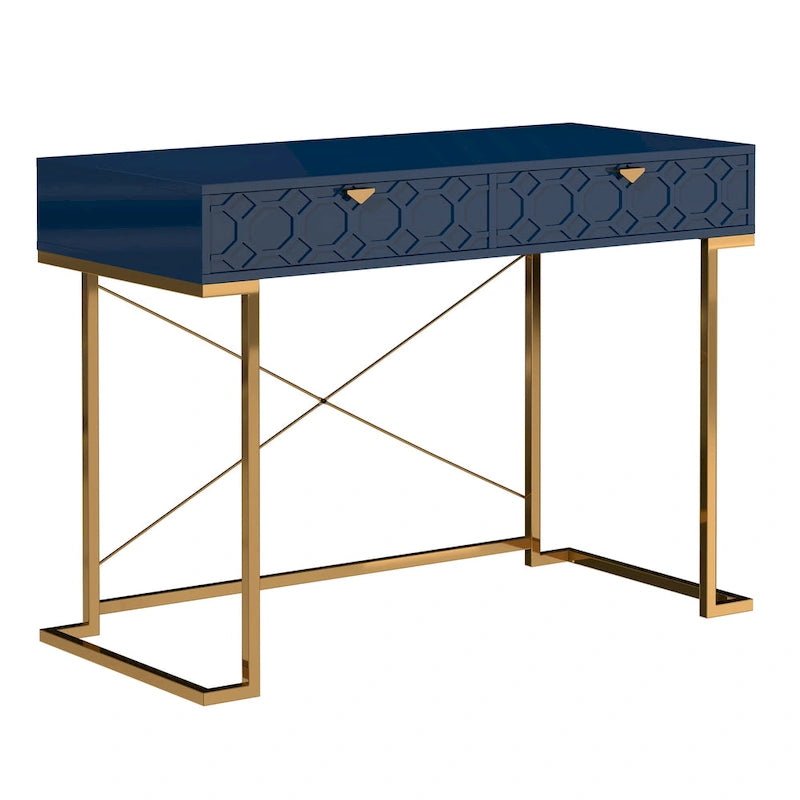 Bureau d'écriture brillant pour bureau à domicile avec tiroirs de rangement – Table d'étude moderne