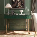 Bureau d'écriture brillant pour bureau à domicile avec tiroirs de rangement – Table d'étude moderne