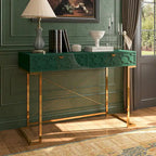 Bureau d'écriture brillant pour bureau à domicile avec tiroirs de rangement – Table d'étude moderne