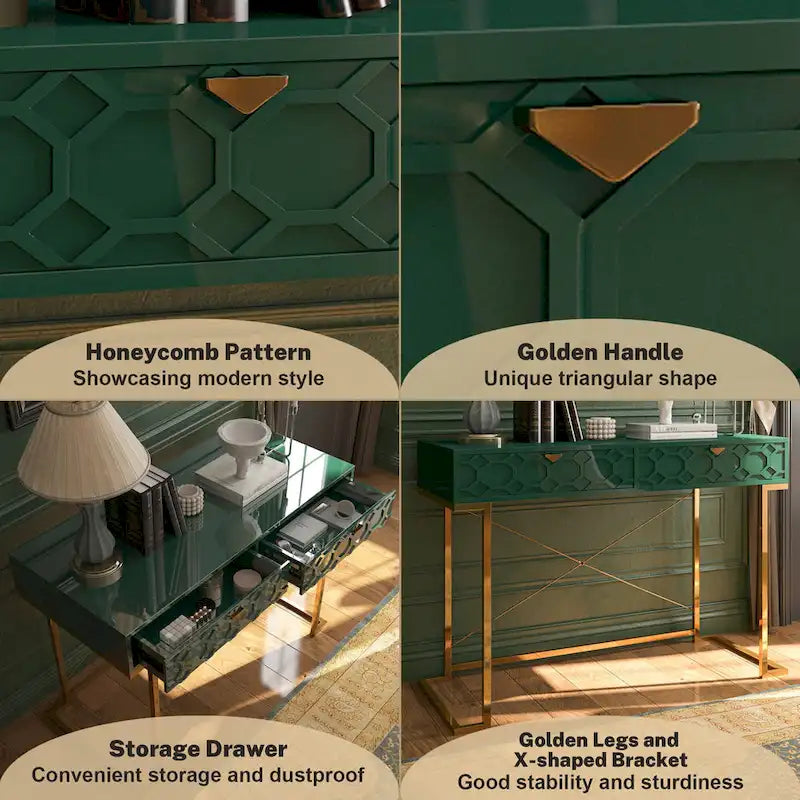 Bureau d'écriture brillant pour bureau à domicile avec tiroirs de rangement – Table d'étude moderne