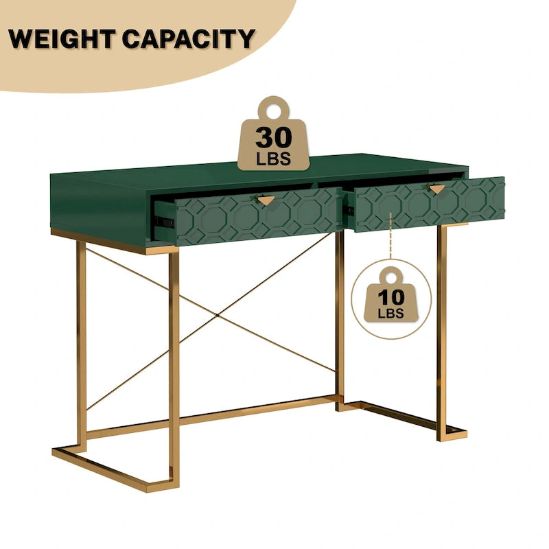 Bureau d'écriture brillant pour bureau à domicile avec tiroirs de rangement – Table d'étude moderne