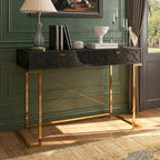 Bureau d'écriture brillant pour bureau à domicile avec tiroirs de rangement – Table d'étude moderne