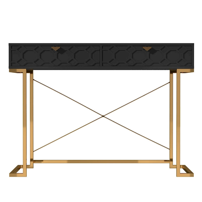 Bureau d'écriture brillant pour bureau à domicile avec tiroirs de rangement – Table d'étude moderne