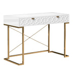 Bureau d'écriture brillant pour bureau à domicile avec tiroirs de rangement – Table d'étude moderne