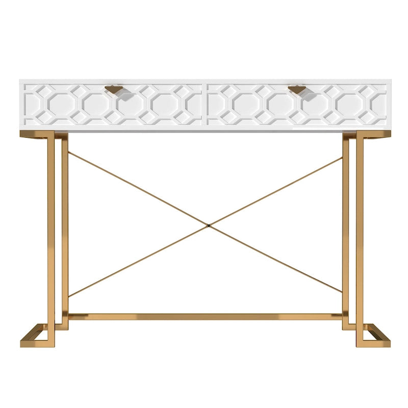 Bureau d'écriture brillant pour bureau à domicile avec tiroirs de rangement – Table d'étude moderne