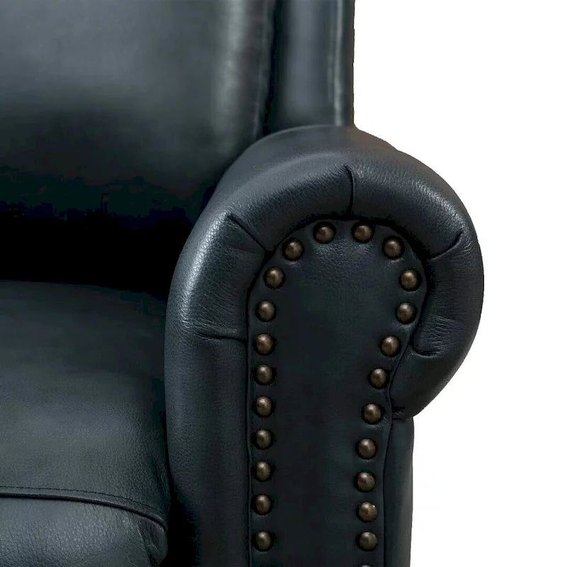 Fauteuil inclinable de club en cuir véritable – Clous décoratifs en laiton, capacité de 136 kg