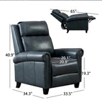Fauteuil inclinable de club en cuir véritable – Clous décoratifs en laiton, capacité de 136 kg
