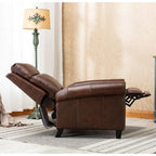 Fauteuil inclinable de club en cuir véritable – Clous décoratifs en laiton, capacité de 136 kg