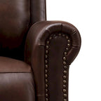 Fauteuil inclinable de club en cuir véritable – Clous décoratifs en laiton, capacité de 136 kg