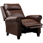 Fauteuil inclinable de club en cuir véritable – Clous décoratifs en laiton, capacité de 136 kg