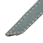 Repose-pieds banc touffeté – Tissu en mélange de laine Royal, Clous décoratifs argentés